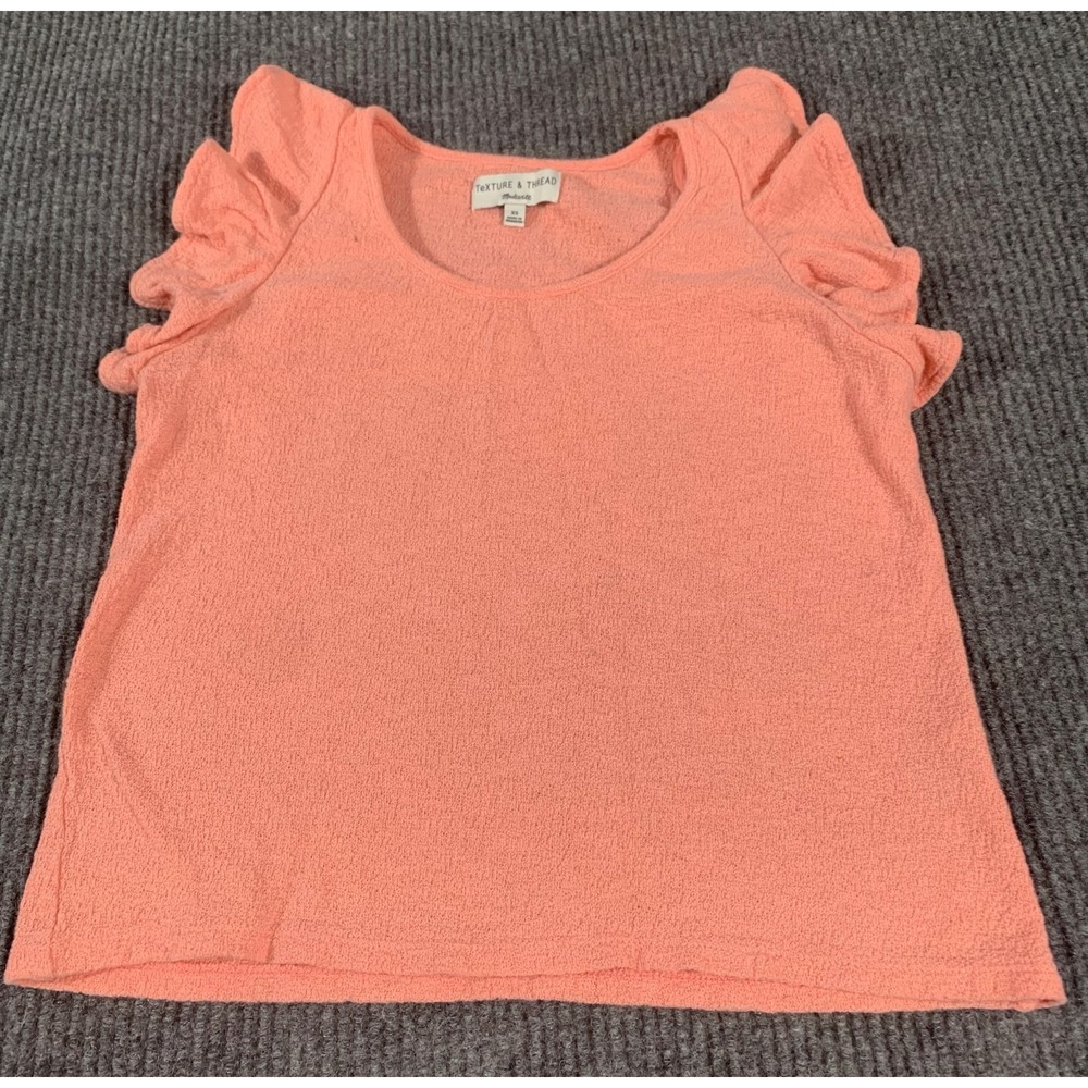 Madewell Top Womens Extra Small XS Texture Thread Ruffle Cotton Lightweight Pink